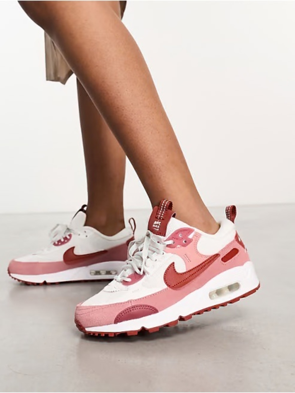 NIKE Air Max 90 Futura Sneaker White Leather Rust Orange Suede New in Box